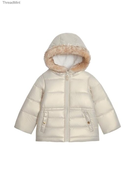 Other - Girls Quilted Puffer Winter Parka Coat Faux Fur Sherpa Hood